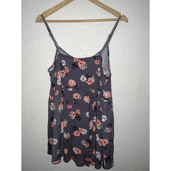 TORRID Size 1 Gray Floral Button Front Cami Tank Top 1X Pink White Cotton (x) - Picture 7 of 7